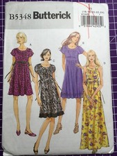 Pattern Butterick B5348 misses’ summer dresses, maxi and knee length sz 16-24