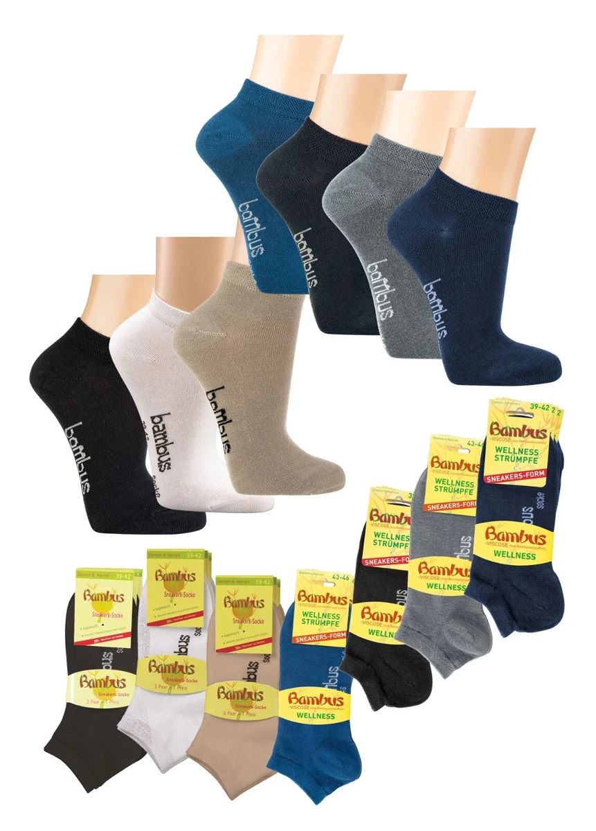 Bambus Viskose Socken  Kurzschaft / Quarter, Ohne Gummi, Atmungsaktiv, Gr.  35-54 (3-15 Paar) Herren Socken Bambus