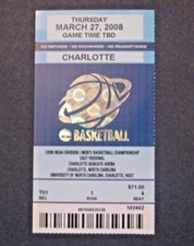 2008 NCAA Men's Basketball Division 1 East Regional Championship Ticket 3/27/08