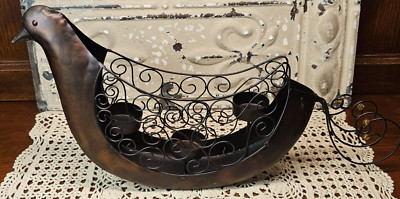 Quail Bird Rubbed Bronze-Look Metal 3 Tealight Candleholder