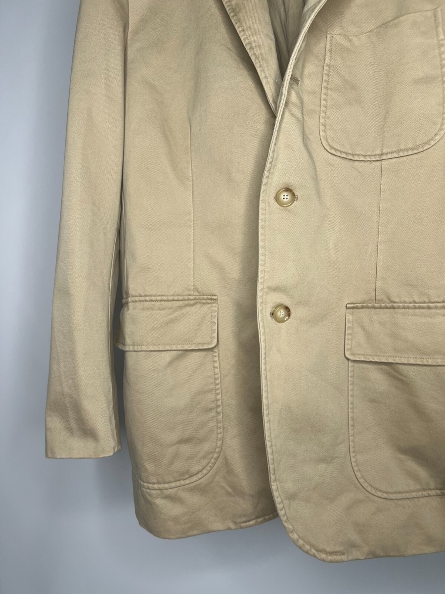 良品⭐️本切羽貝ボタン⭐️ポロラルフローレンコットンテイラードジャケットサイズL Polo Ralph Lauren Vintage Men's Beige Cotton 2 or 3 roll