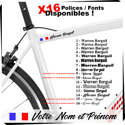 6 Autocollants Décalcomanies Prénoms Personnalisés DecalBox - Pour Cadre Vélo, Casque
