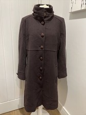 Hobbs Coat Size 14 Fits 12-14 Uk Brown Cashmere Wool Button Lined Work Occasion