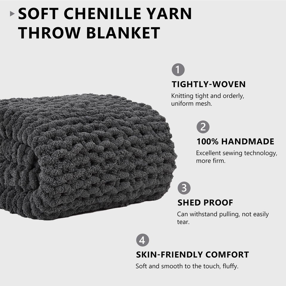 L'AGRATY Chunky Knit Blanket Throw Soft Chunky Throw Blanket 40x50