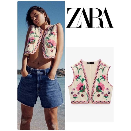 Zara open front embroidered vest 6895/224 - Picture 5 of 8