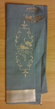 ArtMart Deeropak Linen Guest Towel - Vintage 1960's Embroidered Blue White Linen