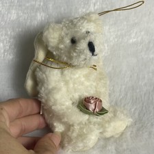 Vintage The Boyds Collection 1990 White Angel Teddy Bear Ornament Holiday Decor