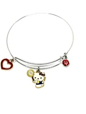 Tennis Playing Kitty Bangle Charm Bracelet