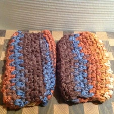 Handmade Crochet Wrist-Arm Warmers Fingerless Gloves Earthtone Multicolor M10-24