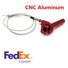Red CNC 7/8'' Motorcycle Handlebar Throttle Turn Grip Twister＋Throttle Cable -US