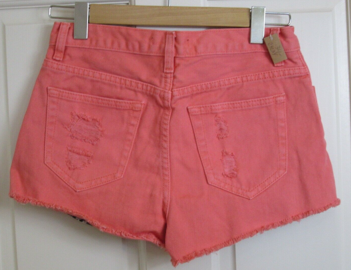 Forever21 Orange Ripped Jean Shorts Womens Size 27 Waist 29 Frayed