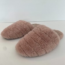 Madewell Pink Recycled Faux Fur Quilted Scuff Slippers Size 8