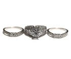 GIA 14k white gold 2.95ct round diamond engagement ring 2 wedding bands 13.7g — photo 3
