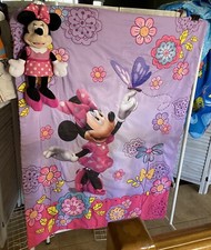Disney Minnie Mouse Toddler Floral reversible Blanket 42" X 57"  16" plush
