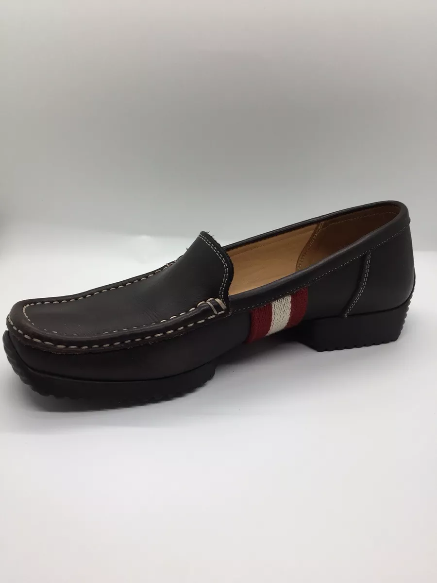 BALLY DELOS ITALY Loafers Shoes Chocolate Brown Calf Plain 6.5 US