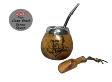 Argentina Mate Gourd Hand Made Natural Tea Cup  Straw Papa Francisco   #10