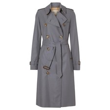 Authentic New Burberrymid Gray Kensington Women Long Check Trench Coat 16 Us Xxl