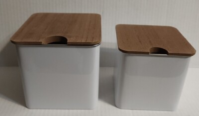 2 STORAGE BOX METAL bull s-eye playground metal square boxes with lids