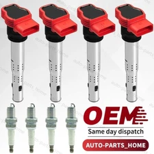 4pcs Ignition Coil & Spark Plug For Audi TT A4 VW Golf Jetta GTI 2.0L 2.0T UF529