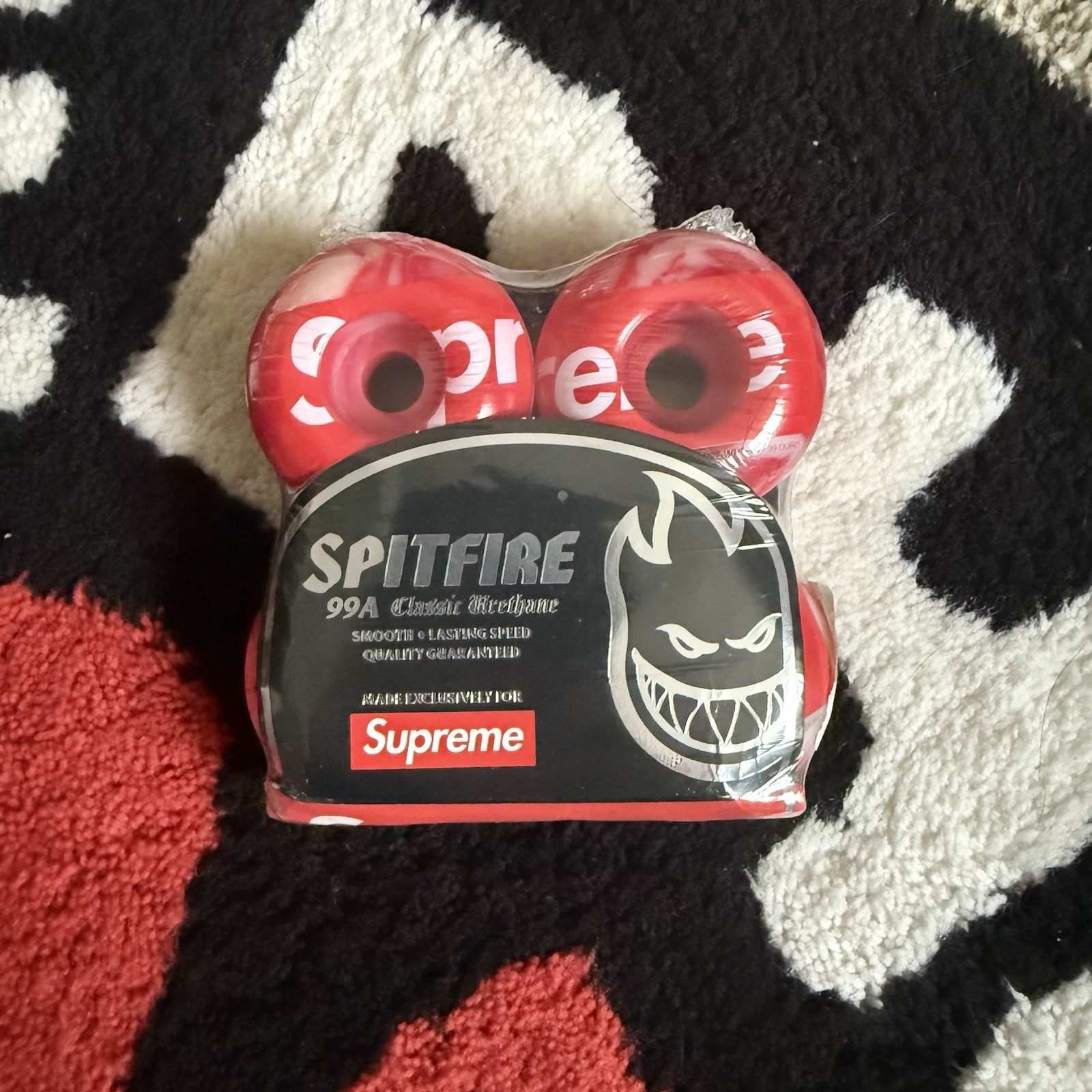 SUPREME Spitfire 54mm 99A Urethane Wheels Red White Swirl New Skateboard