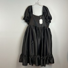 Ivy City Co Black Coco Dress Womens Size 1X Babydoll Voluminous Puff Sleeve NWT