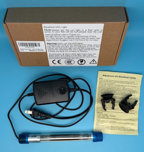 5W - UV Aquarium Sterilization Light - Submersible - Algae Clear/Water Clean