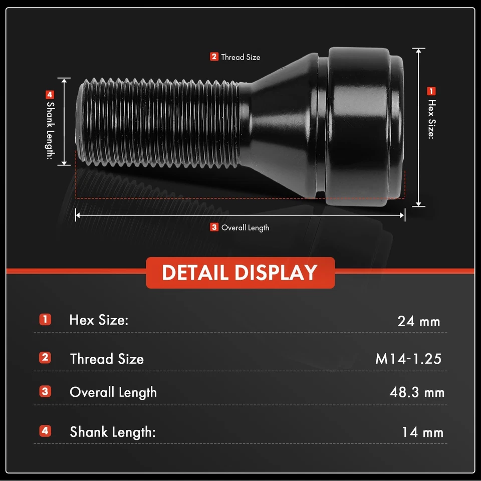 Tuerca de rueda 5 piezas M14-1.25 para BMW F30 F32 F10 G30 320i xDrive 335i 530i xDrive Foto 2 de 4