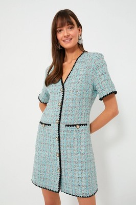 新品未使用⭐︎TWEED DRESS ボレロ　13号　XL NWT Tuckernuck POMANDER PLACE Josephine in Blue Tweed Mini Dress