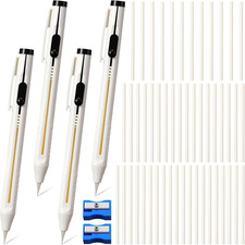 56 Pcs White Chalk Pencil for Sewing, Tailors Fabric Chalk Pencil Set with Refil