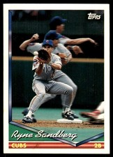Ryne Sandberg 1994 Topps #300 Chicago Cubs FREE SHIPPING AutographDen