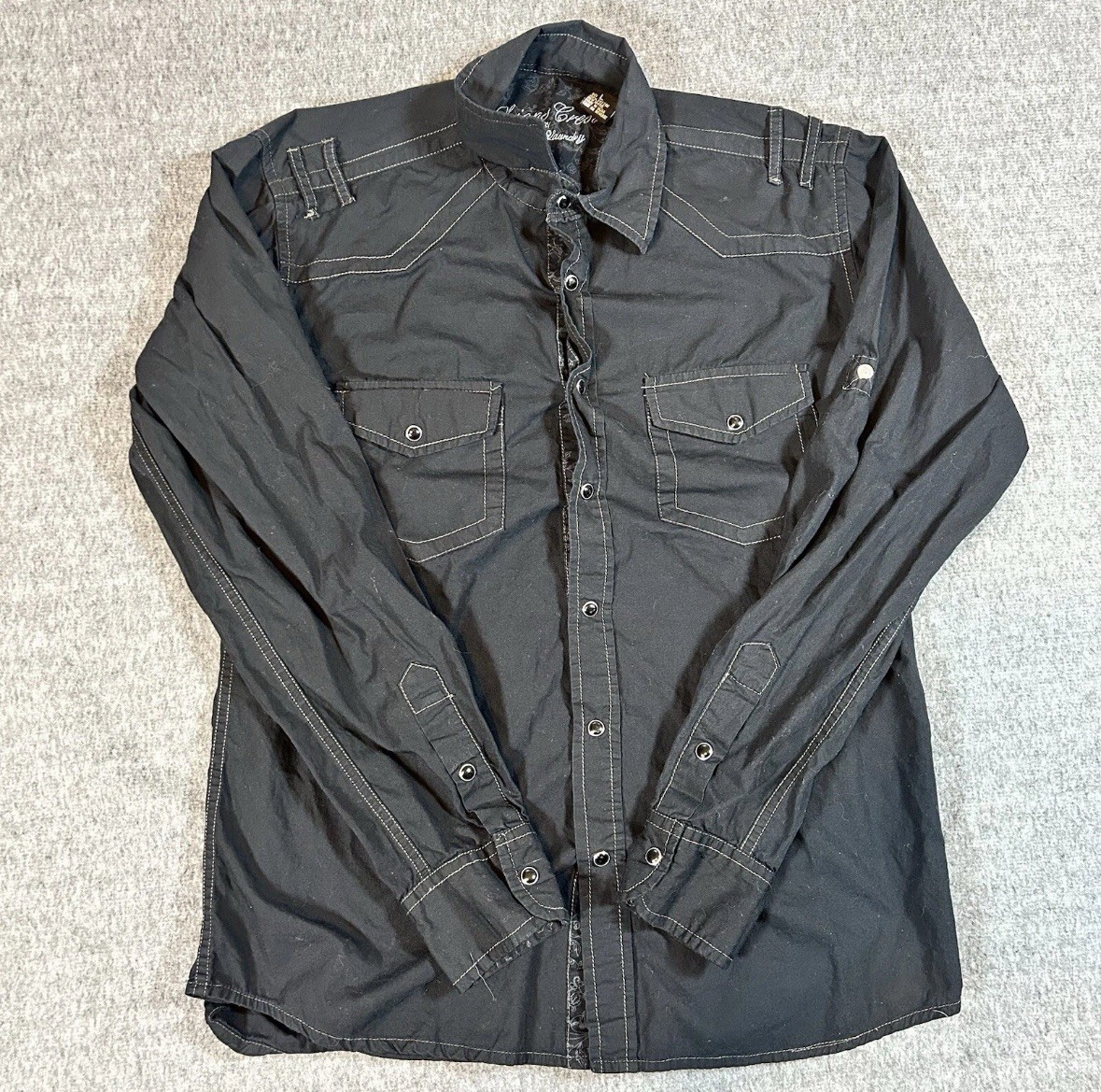Lions Crest by English Laundry Men's Size Large Black Pearl Snap Western Shirt