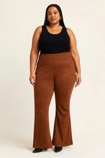 Rewash High Rise Pull On Faux Suede Bootcut Flare Pants XL Camel Brown Stretch