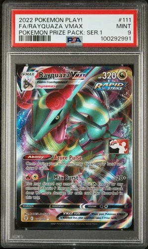 2022 POKEMON PLAY! POKEMON PRIZE PACK: SER 1 #111 FULL ART/RAYQUAZA VMAX PSA 9