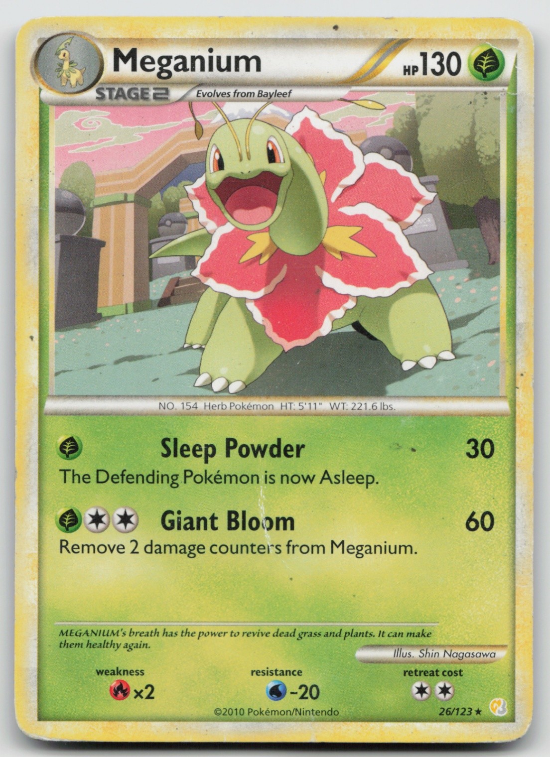 Pokemon Card Meganium Rare HeartGold SoulSilver 26/123