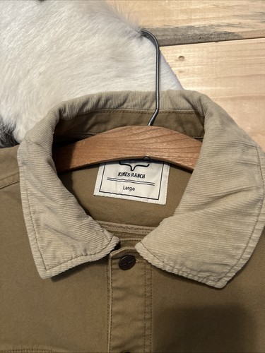 NWT Kimes Ranch Men’s Bangs Trucker Jacket Khaki Large Button Front  - Afbeelding 6 van 11