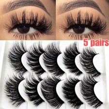 5 Pairs 3D False Eyelashes Mink Wispy Cross S...