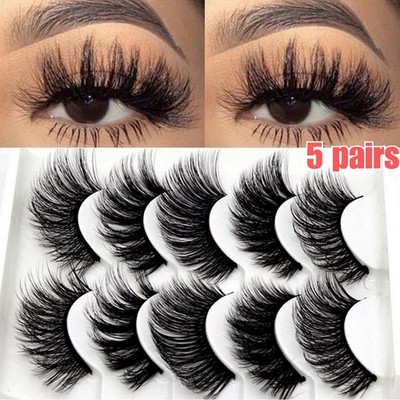 5 Pairs 3D False Eyelashes Mink Wispy Cross Soft Long Thick Fake Eye Lashes US