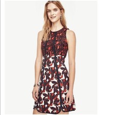 Ann Taylor Vine Lace Jacquard Flare Dress