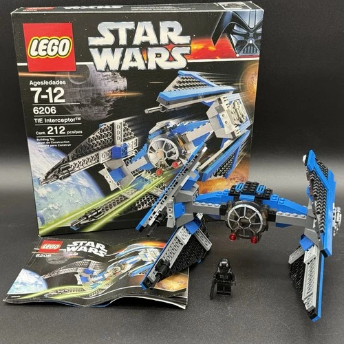 Lego Star Wars 6206 TIE Interceptor Set 95% Complete With Instructions & Box
