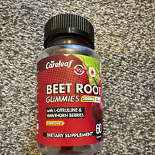 Careleaf Beet Root Gummies 500mg L-Citrulline Hawthorn Sugar-Free Peach 60
