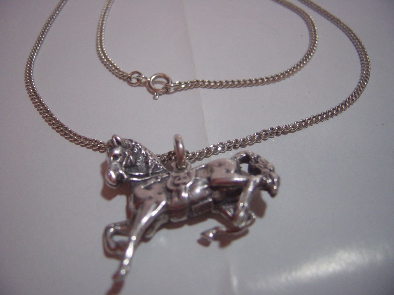 VINTAGE Solid Silver beautiful large prancing hor… - image 5