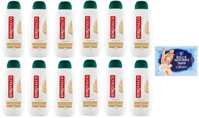 12er-Pack Borotalco Bagnodoccia Vanille & Hafer 450 ml + 100 g Talkum