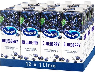 12 x 1 Liter Ocean Spray Heidelbeersaftgetränk - erfrischendes Fruchtgetränk