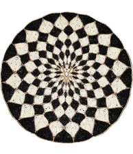 Mackenzie Childs Style Harlequin Black White Gold Beaded Charger Placemat NIP