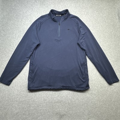 Travis Mathew Sweatshirt Medium Blue Networking 1/4 Zip Fleece Performance Golf