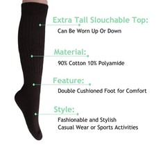 Brown Cotton Slouch Socks for Women Made in USA 1 PAIR Size 9 to 11