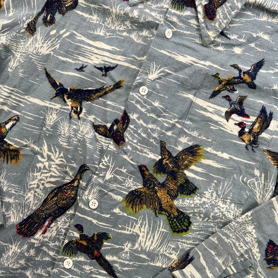 Cuello de punta de pantano medio azul vintage para hombre escena de pájaro pantano todo el agua Foto 3 de 4