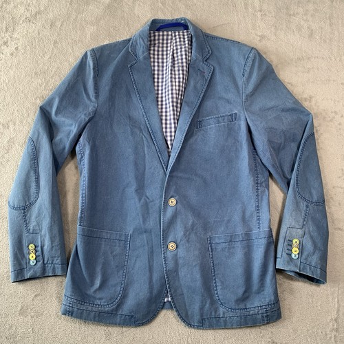 Brook Taverner Jacket Mens 40 R Blue Chore Blazer Twill Cotton Monty Don Utility