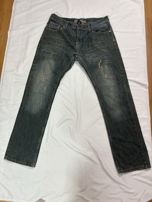 Y2K Old Skool Distressed Jeans 36x32 Men s Grunge Streetwear Medium Wash Denim