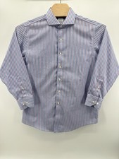 Brooks Brothers Regent Dress Shirt Mens 16 32/33 Blue Red Stripe Non-Iron Cotton